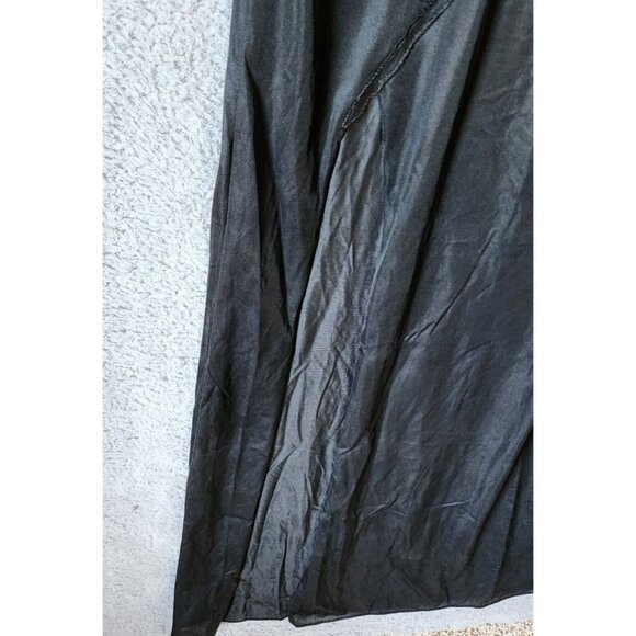 Vtg Joie De Vie Nylon Satin Nightgown Plunging Lace High Slit Sexy Black Petite - Picture 7 of 16
